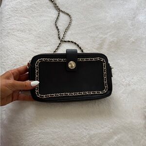 Zara Black Crossbody Bag with Chain Accent